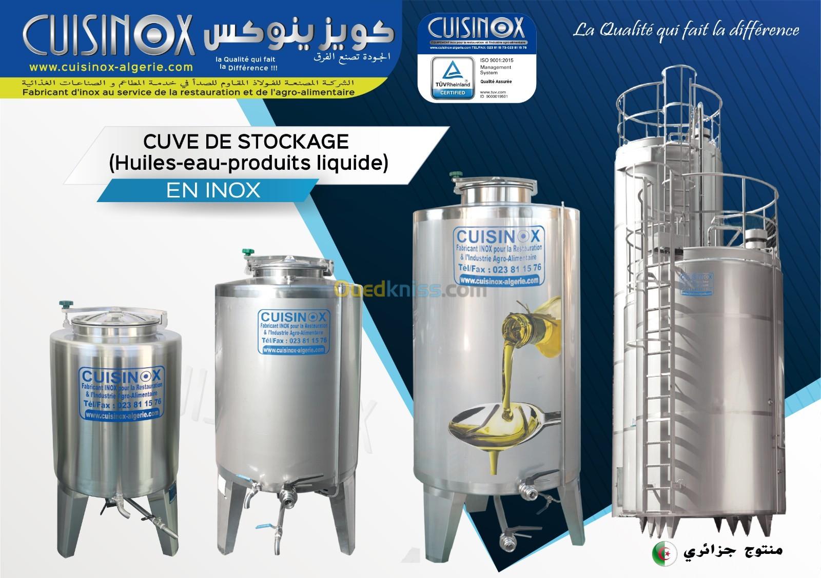 Cuve de stockage (Huiles-eau-produits liquide) en inox alimentaire 304 ou inox 316