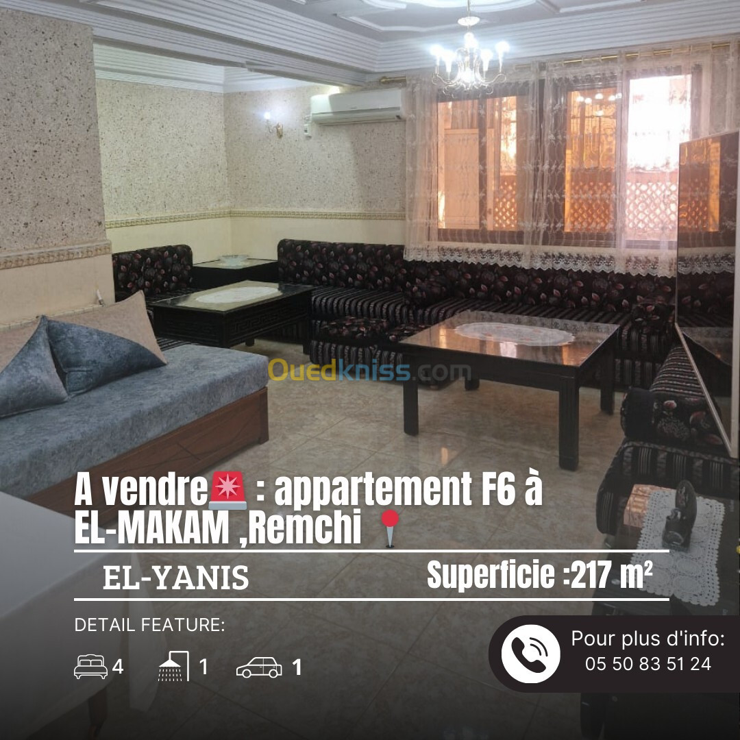 Vente Appartement F6 Tlemcen Remchi