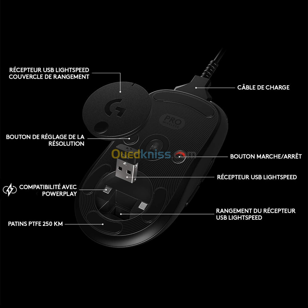 Logitech G Pro Wireless Gaming Mouse (Noir)