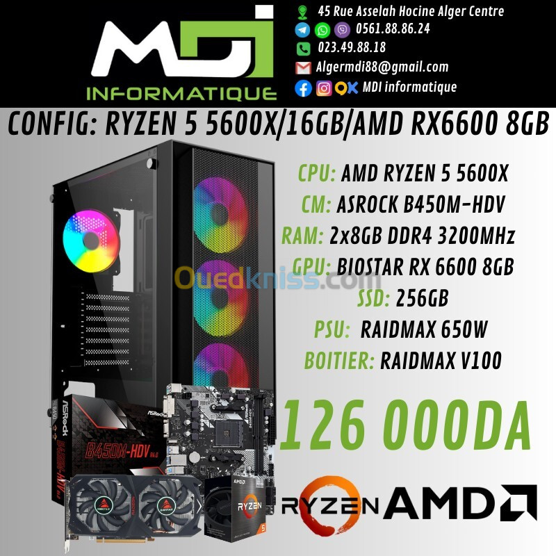 CONFIG GAMING : RYZEN 5 5600X/16GB/AMD RX6600 8GB