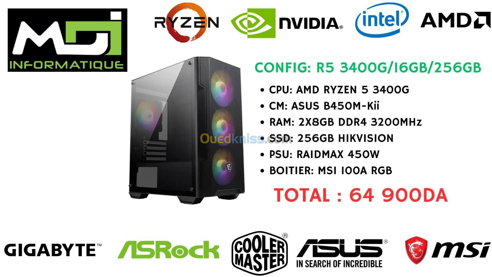 CONFIG GAMING : R5 3400G/16GB/256GB