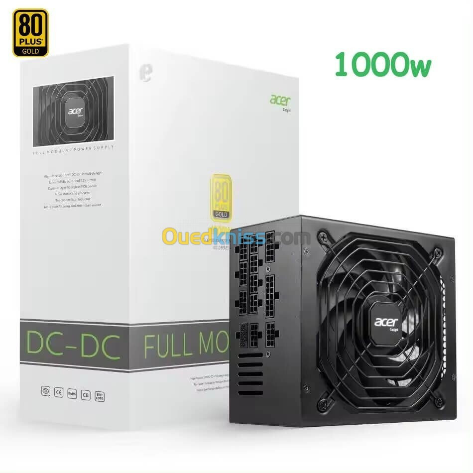 ALIMENTATION ACER 1000W 80+GOLD FULL MODULAR BLACK