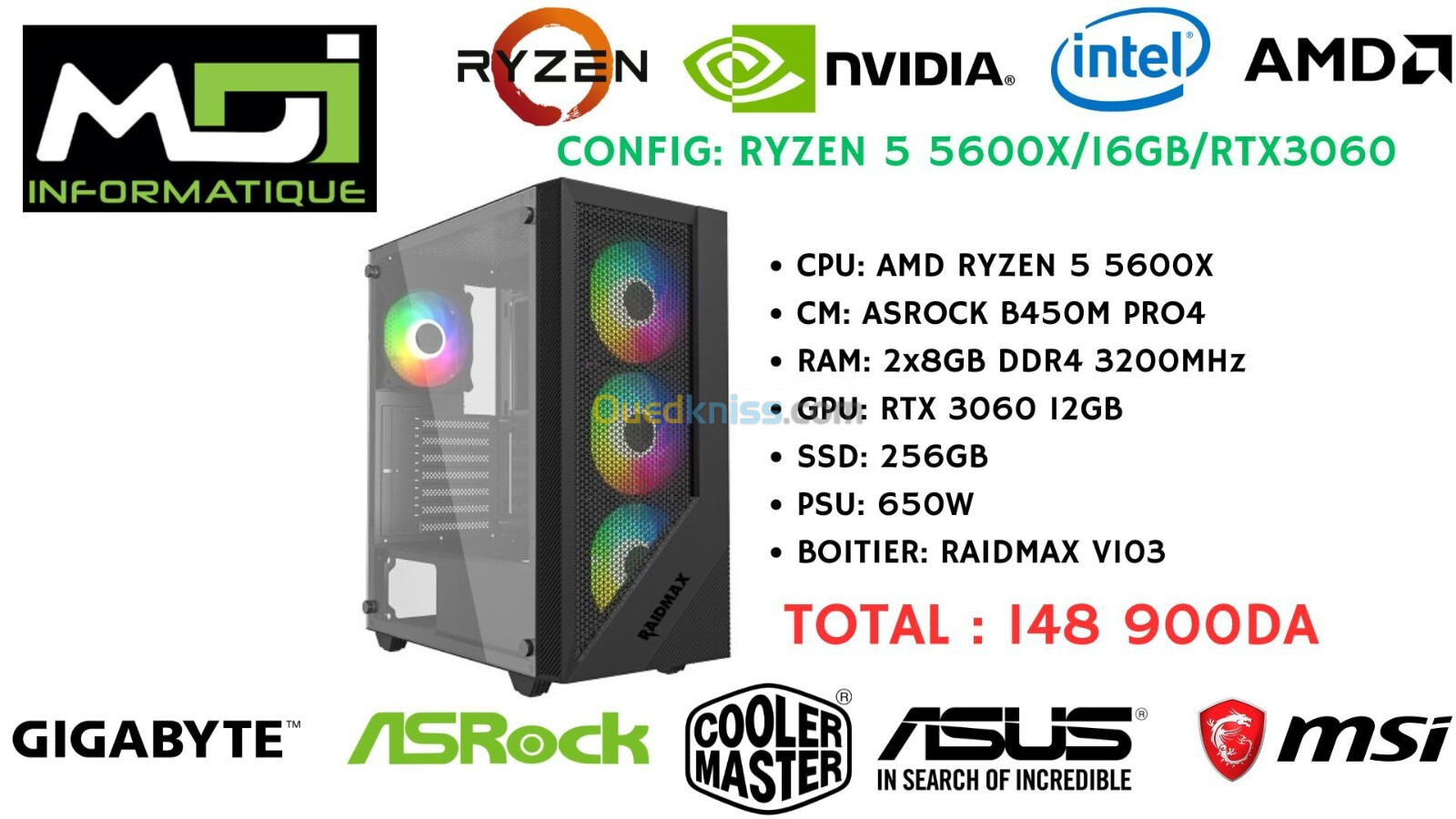  CONFIG GAMING : RYZEN 5 5600X/16GB/RTX3060