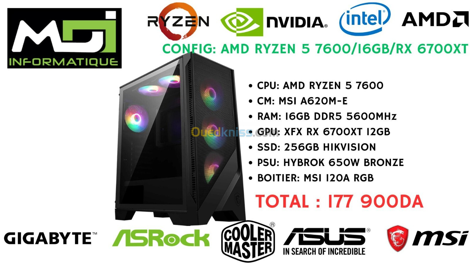 CONFIG GAMING : AMD RYZEN 5 7600/16GB/RX 6700XT