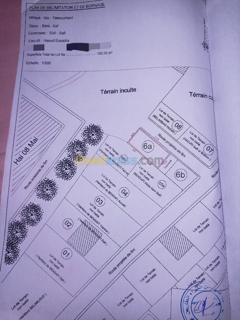 Vente Terrain Aïn Témouchent Sidi safi