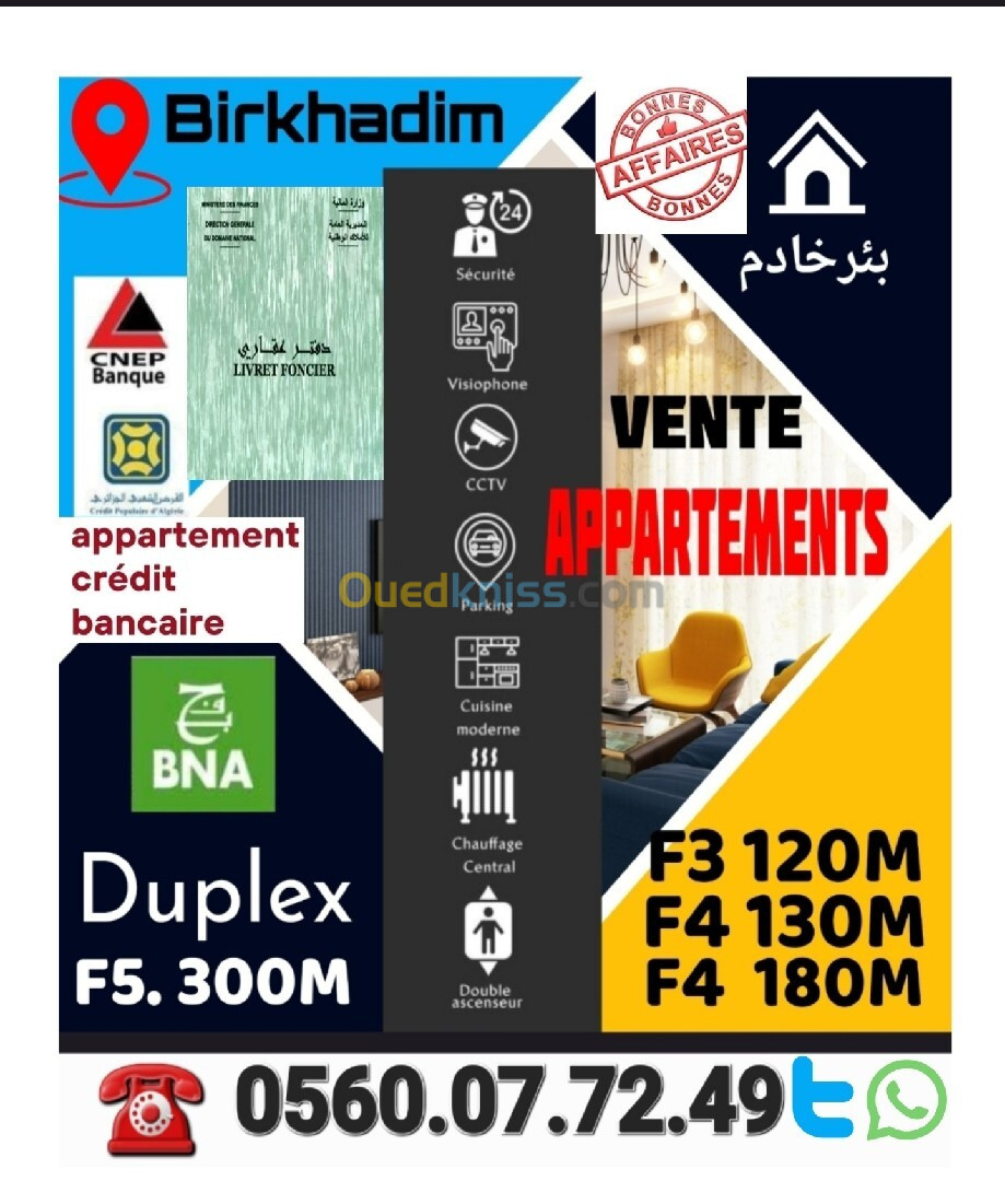 Vente Appartement F4 Alger Birkhadem