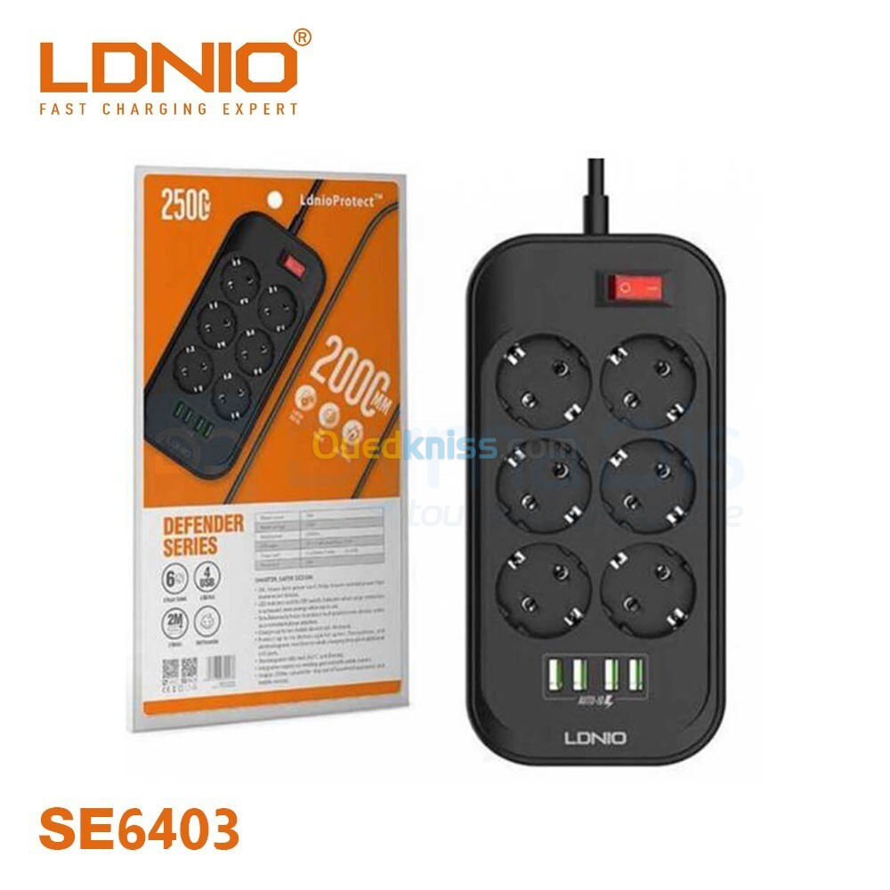 MULTIPRISE LDNIO SE6403 6 PRISE 4 USB