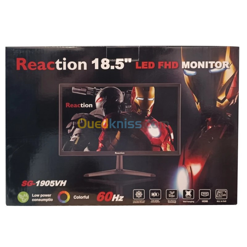 Ecran Reaction 18.5 Pouces Full-HD 60Hz HDMI/ VGA SG-1905VH