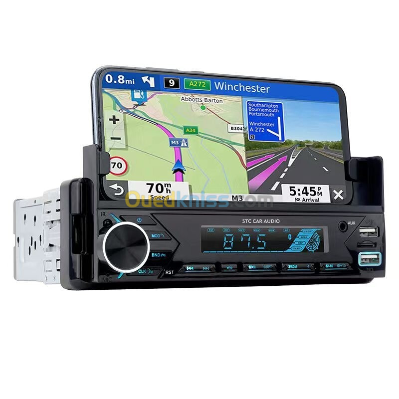 Poste radio BT In-dash 1 Din Fm Aux-in Récepteur SD USB avec support de téléphone