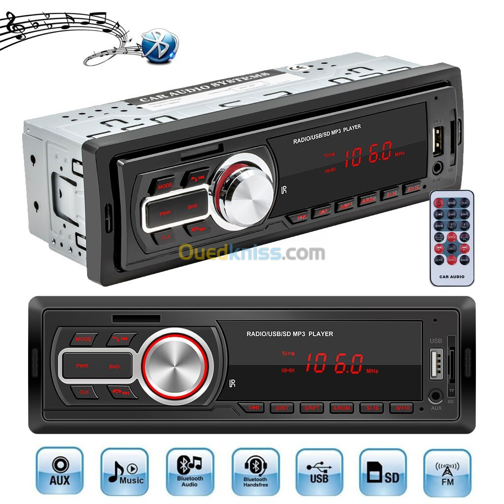 Poste Radio Bluetooth MultiMedia Avec Sortie USB/MicroSD/Aux