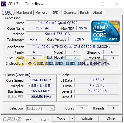 Processor Core 2 Quad Q9500 bon etat