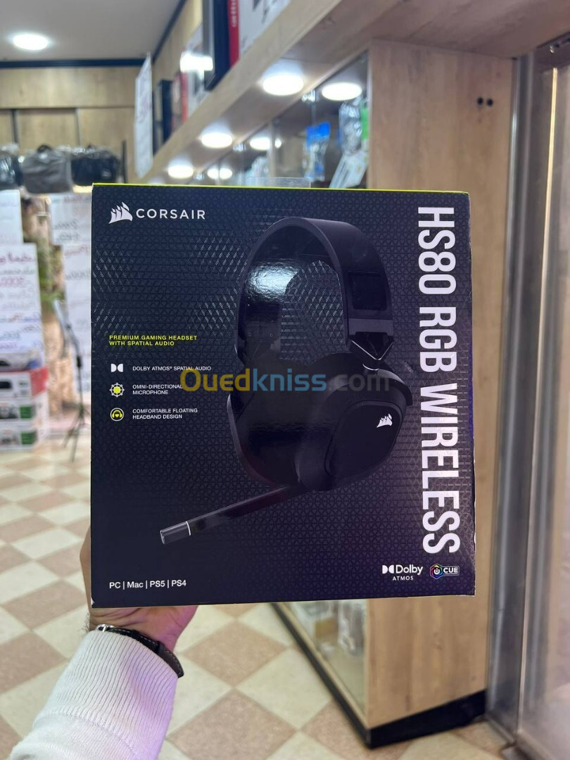 Corsair HS80 RGB Wireless (Noir) Micro-casque pour gamer sans fil 