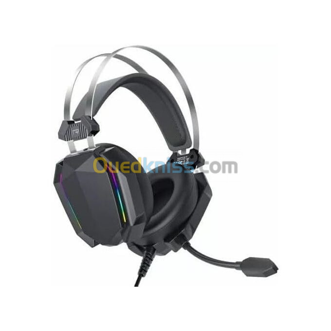 Casque de jeu XO GE07 avec micro, couleur RVB, longueur de fil de 2,1 m.