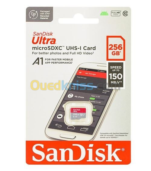 Carte mémoire SD SanDisk Ultra Plus SDXC 64 Go 150 MB/s Gris et