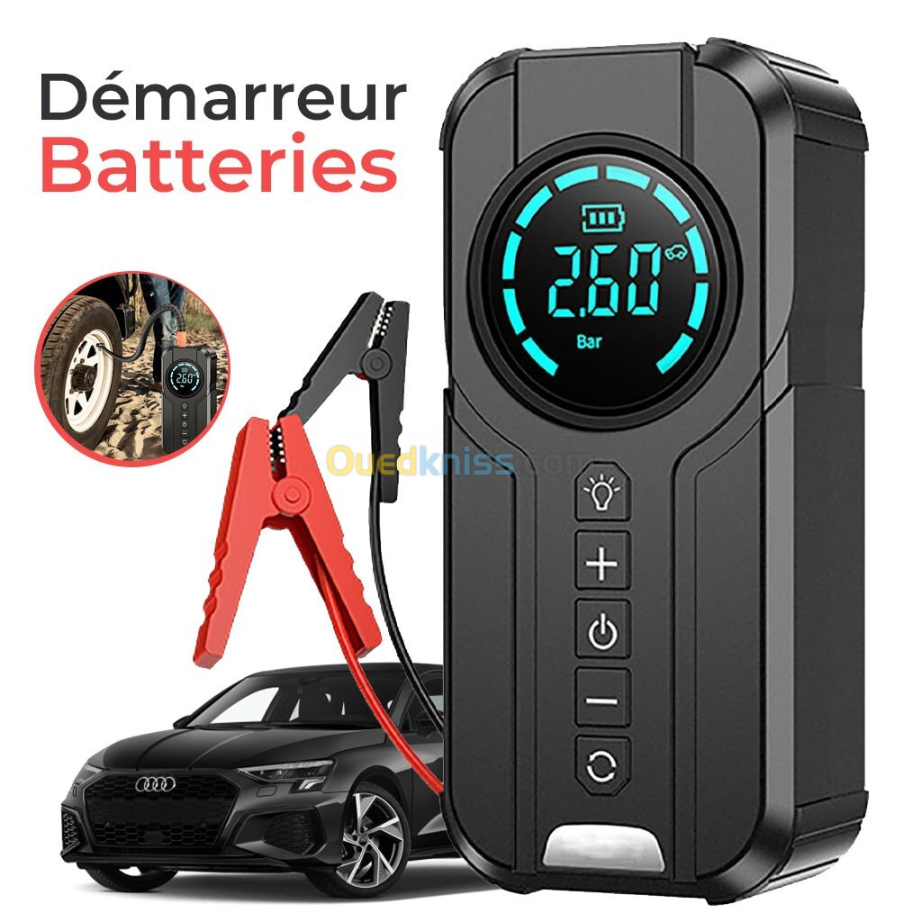 Démarreur d'urgence De Voiture, Bloc d'alimentation Suralimenté par Batterie De Voiture 8400 Mah