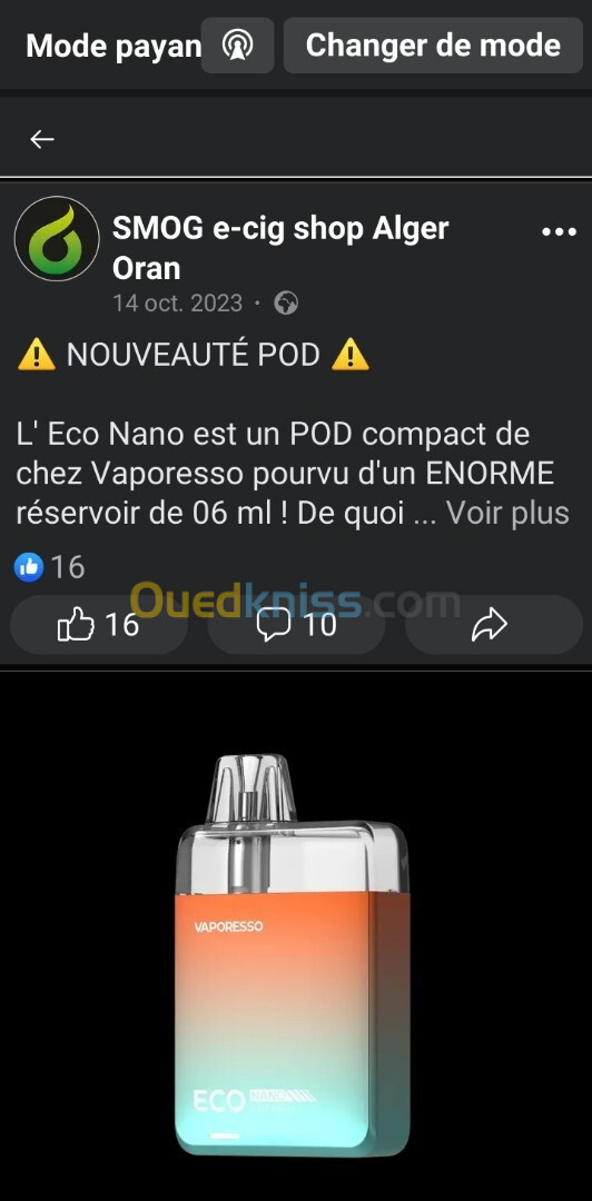 Cigarette électronique vaporesso eco nano 