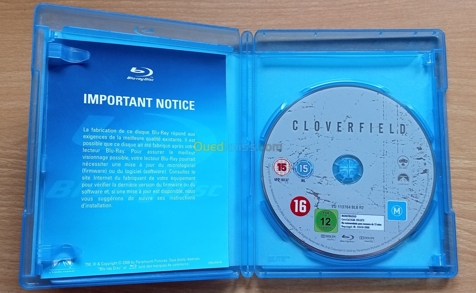 Film CLOVERFIELD Blu-ray, Français.