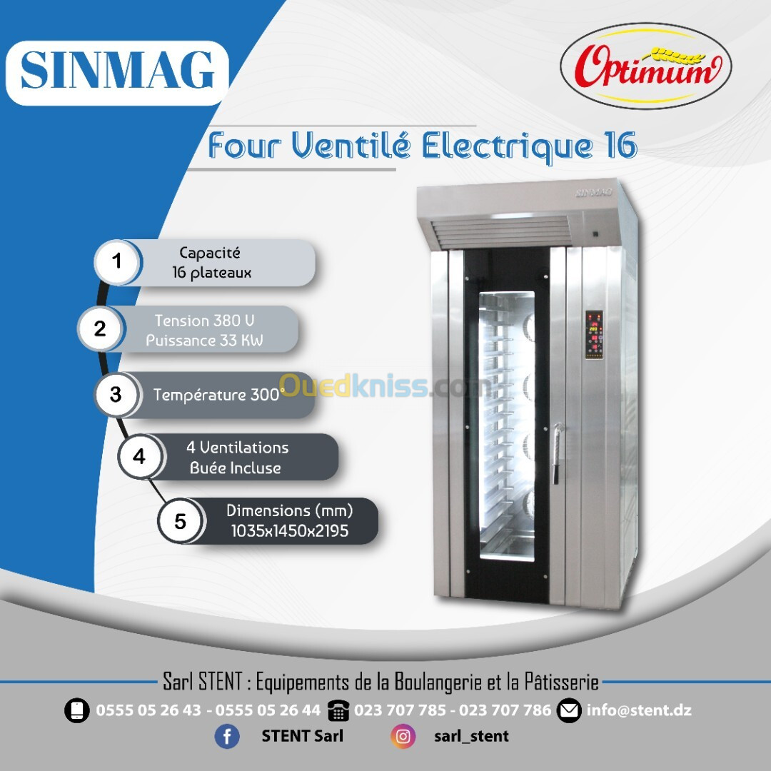  Four ventilé électrique 16 plaques SINMAG-Optimum 