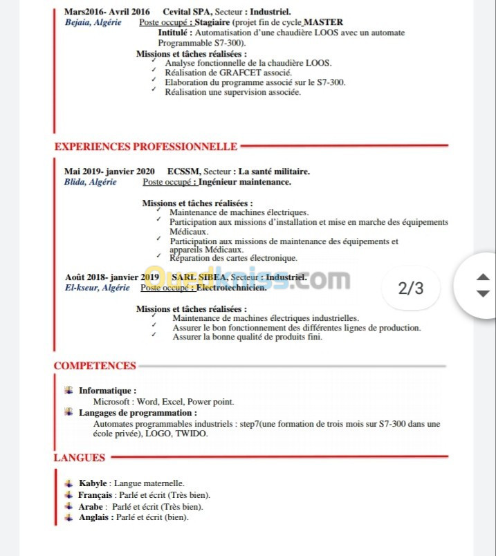 Électrotechnique. Électrotechnicien. électromécanicien. opérateur machines. Ingénieur maintenance. 