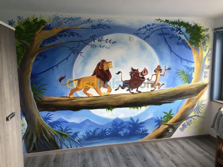 Dessin mural professionnels chambre d'enfants crèche 