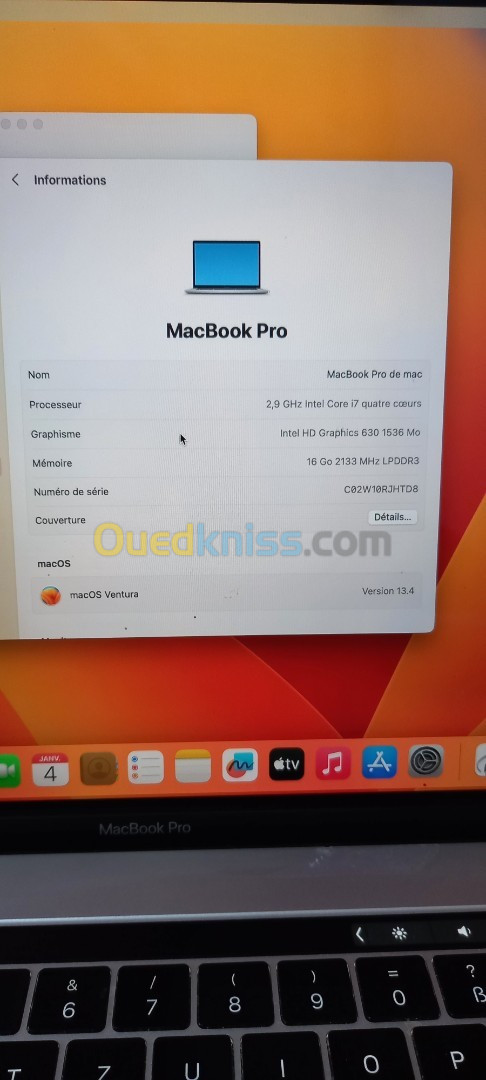 Macbook Pro 2017 I7 16Go 512ssd