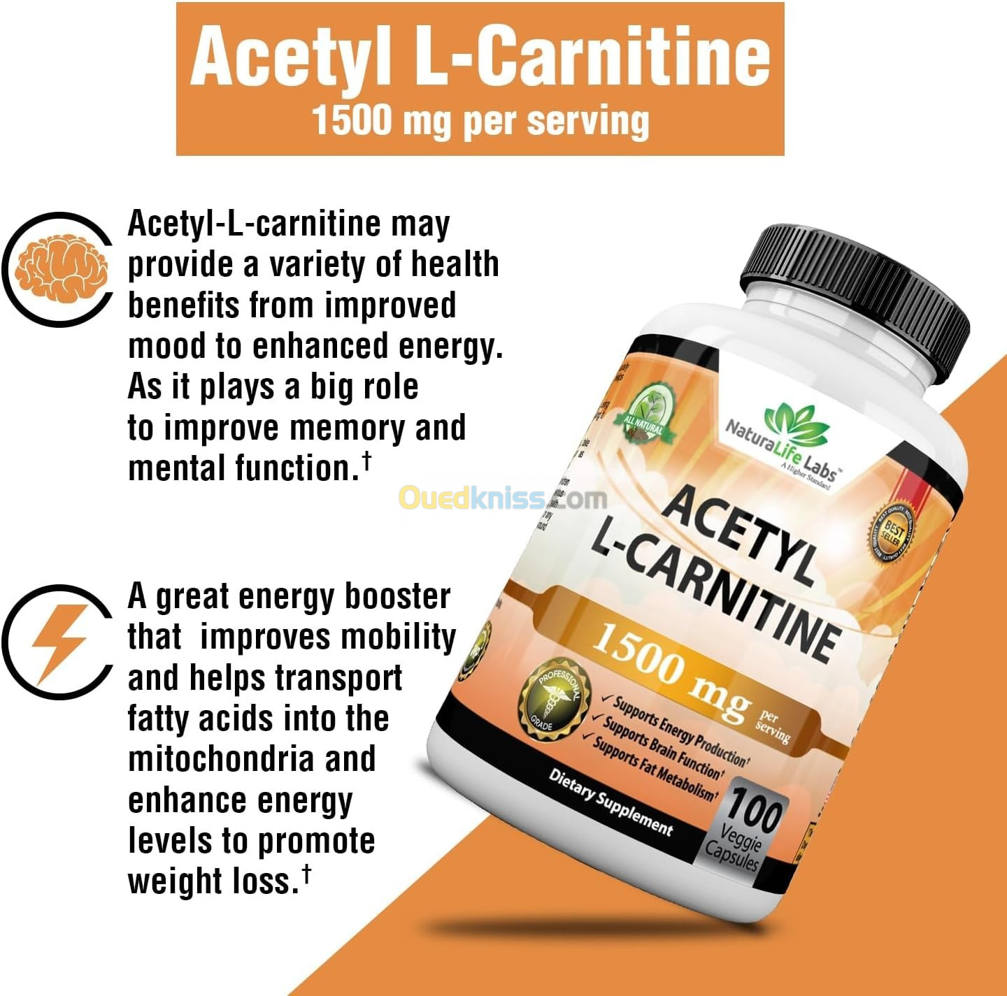 Acétyl L-Carnitine 1500mg Haute puissance