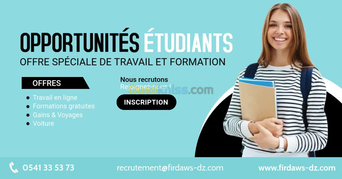 Offre d'emploi pour étudiants | Job / Travail en ligne