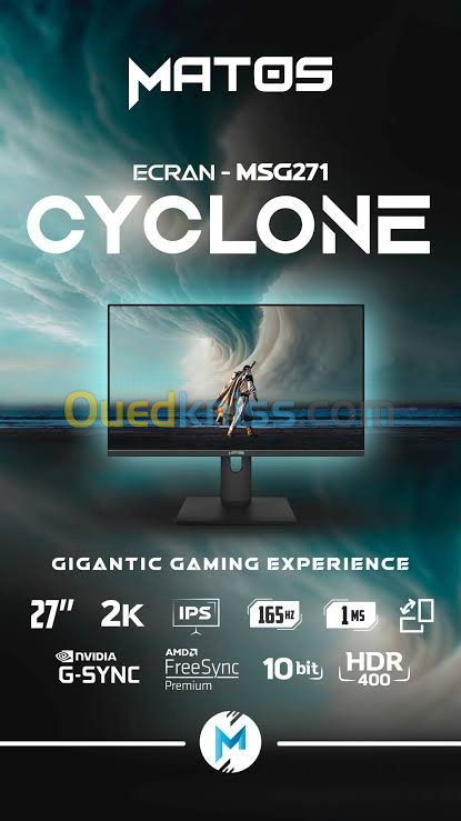 Moniteur MATOS Cyclone MSG 271 IPS 27POUCES QHD