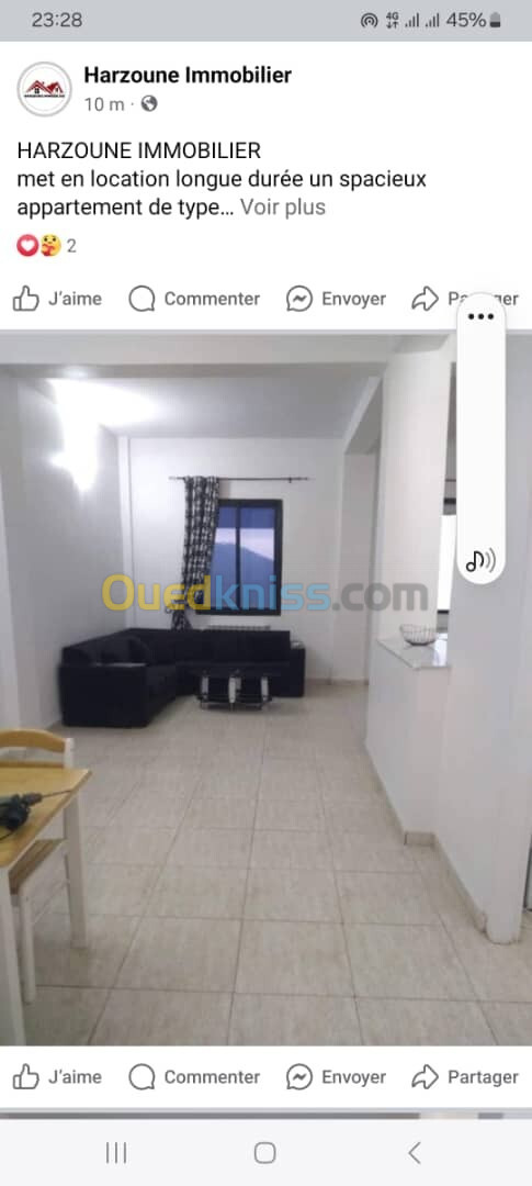 Location Appartement F2 Béjaïa Bejaia