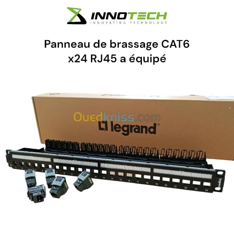 Panneau de brassage LEGRAND  19" 1U CAT6 équipé de 24 connecteurs RJ45 FTP