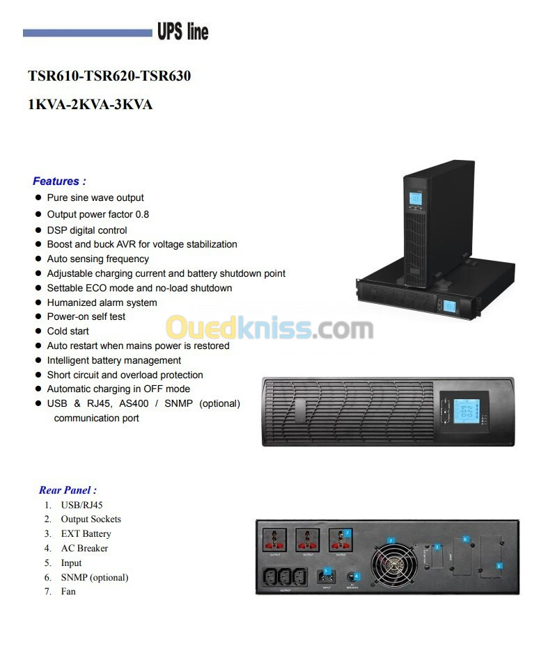 Onduleur ON LINE IN LINE  RACK / TOUR 1KVA / 1000 VA 