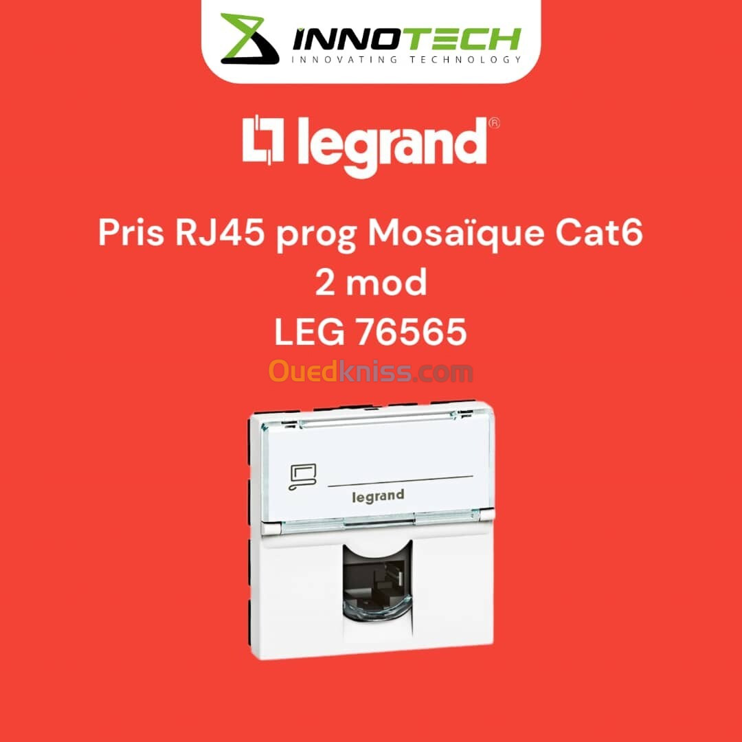 Prise RJ45 prog Mosaic Cat 6 2 model 76565 LEGRAND resau informatique 