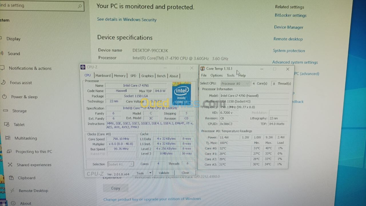 CPU Intel Core I7 4790 3.60 "Vendu"