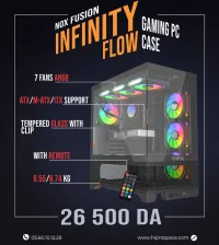 Boitier Gamer NOX INFINITY FLOW full Black plus 7Pcs Fan M31-12cm ARGB + Controller 10 sorties