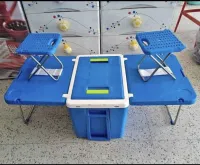 Ferdi Glacière Portative 48L Avec Table, 2 Chaise Ideal Pour Camping