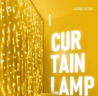 Guirlande guirxiété Rideau LED 3x3 mètres couleur jaune doré ستار ضوئي خاص برمضان