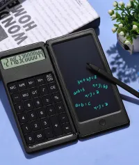 Calculatrice pliable et numérique avec tablette décriture LCD 6 pouces  آلة حاسبة ولوحة كتابة 2ف
