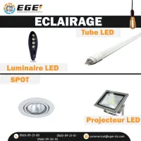 Fourniture déclairage, LED professionnel  Projecteurs Tubes LED Luminaires EGEI Algérie
