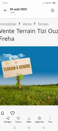 Vente Terrain Tizi Ouzou Freha