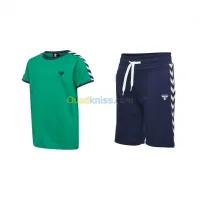 HUMMEL ENSEMBLE ERIK T-SHIRT S/S & NEYMAR SHORT VERT BLEU MARINE