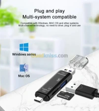 Lecteur Micro-SD OTG 5 en 1 USB 2.0 Type C Micro USB
