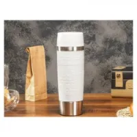 ESMAELITE Travel Mug Grande, Quick Press, 100% Hermétique, Silicone, 500Ml, Blanc