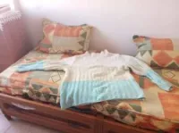 pull en laine velour  blanc pistache 