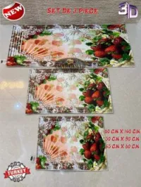 Tapis de cuisine 3 pièces Turque 3D