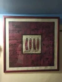 Tableau décor africain "Vie de village"