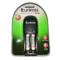Chargeur de pile UNIROSS Mini X2 AA / AAA + 2 Piles AAA Rechargables 550mAh UCW009