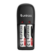 Chargeur de pile UNIROSS Mini X2 AA / AAA + 2 Piles AA Rechargables 2100mAh UCW008