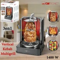 Multi-grill Electrique vertical 3en1 Rôtisserie & Chawarma Clatronic