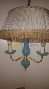 Lustre en opaline bleu 2 lumières 