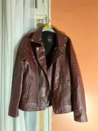 Veste semi cuir avec double fermeture